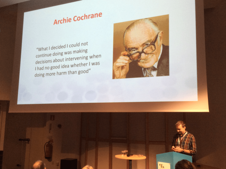 Andrew Pullin sharing the wise words of Archie Cochrane to launch the conference.